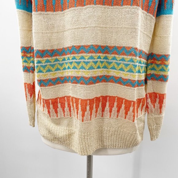 Sisters Womens Tan Western Geometric Light Weight Sweater Cardigan Size S/M NEW - Picture 5 of 8